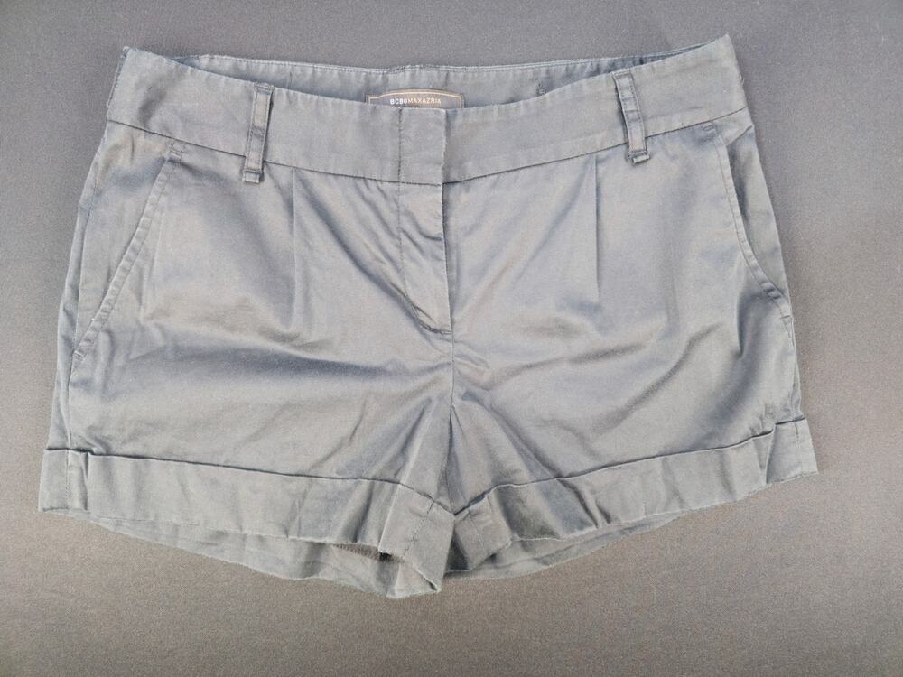 BCBG Max Azria Womens Size 8 Black Stretch Cuffed Dress Chino Shorts Cotton